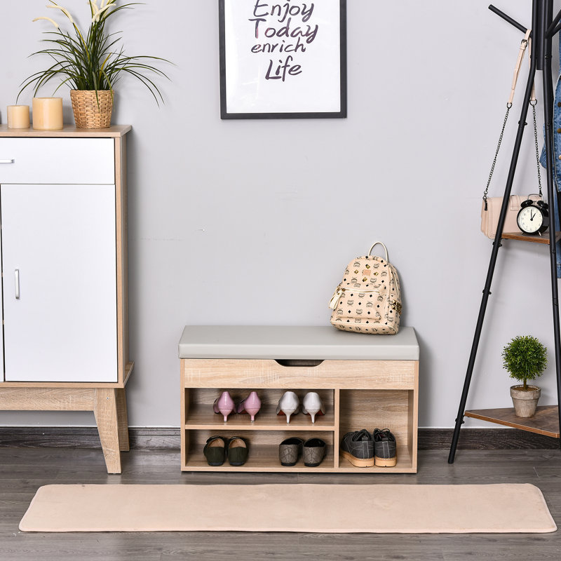 Latitude Run Shoe Bench Organizer With 2Tier Rack For Storing